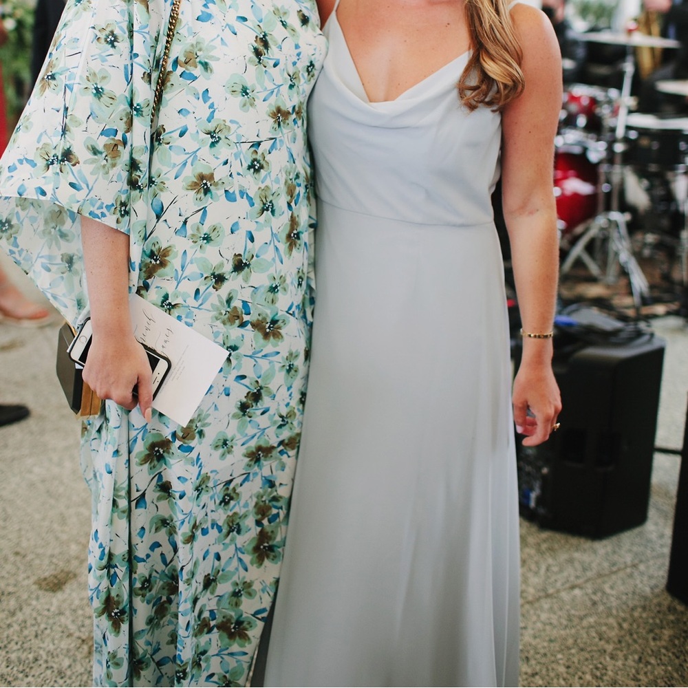 Jenny Yoo light blue cowlneck bridesmaid dress